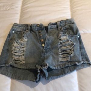 Mink pink denim shorts high waisted
